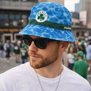 Boston Celtics Mitchell & Ness Water Print Bucket Hat L/XL Blue Green